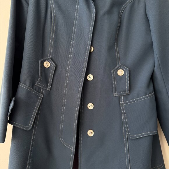 Vintage 1960s Fairhaven Blue Trench Coat Jacket Made in British Hong Kong - Picture 5 of 10